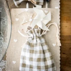 Badaboum 5 Pochons En Lin Vichy Ivoire