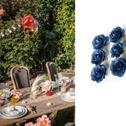 Badaboum 6 Roses Bleu Marine Sur Pince Discount