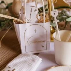 Sale 6 Sacs Cadeaux Communion Puret S Blancs Theme Communion