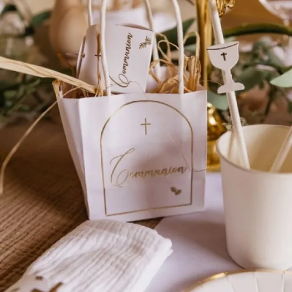 Sale 6 Sacs Cadeaux Communion Puret S Blancs Theme Communion