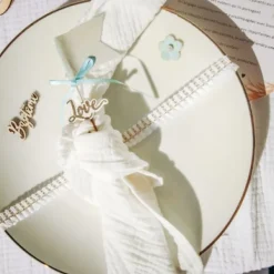 Badaboum 4 Serviettes De Table En Gaze De Coton Blanc