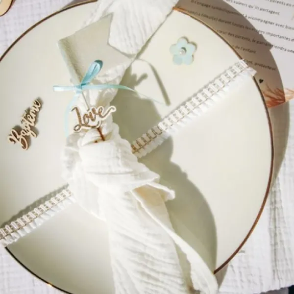 Badaboum 4 Serviettes De Table En Gaze De Coton Blanc