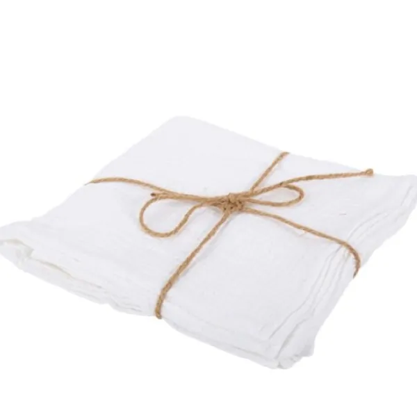 Badaboum 4 Serviettes De Table En Gaze De Coton Blanc