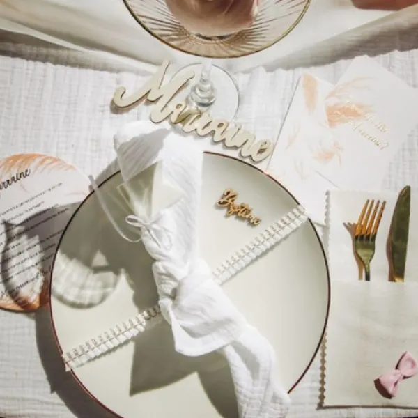 Badaboum 4 Serviettes De Table En Gaze De Coton Blanc