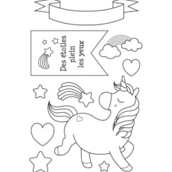 10 Tampons Transparents Motifs Licorne Theme Licorne