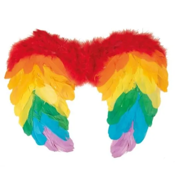 Badaboum Ailes D'Anges En Plumes Arc-En-Ciel 40 X 32 Cm