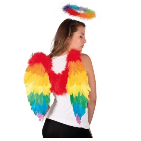 Badaboum Ailes D'Anges En Plumes Arc-En-Ciel 50 X 50 Cm