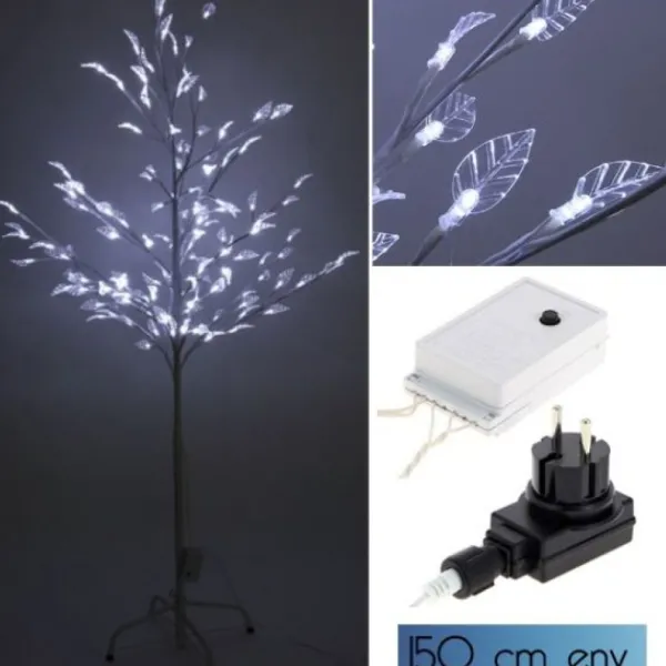 Badaboum Arbre Lumineux 128 Led Blanc Avec Feuilles Transparentes New