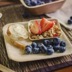 Sale Assiette Carr E En Feuille De Palmier 18Cm X 10 Pi Ces Theme Eco-Responsable