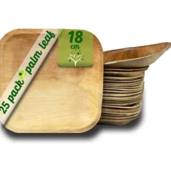 Sale Assiette Carr E En Feuille De Palmier 18Cm X 10 Pi Ces Theme Eco-Responsable