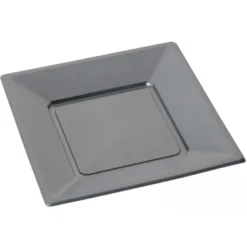 Clearance Assiette Carr E Plastique Grise R Utilisable 18 Cm X 12 Pi Ces Theme Eco-Responsable