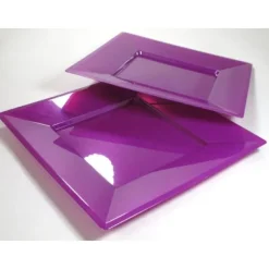 Discount Assiette Carr E Plastique Pourpre R Utilisable 23Cm X 12 Theme Eco-Responsable