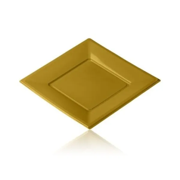 Sale Assiette Carr E Plastique Dor E R Utilisable 18Cm X 12 Pi Ces Theme Eco-Responsable