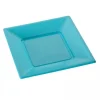 Assiette Carr E Plastique Turquoise R Utilisable 23Cm X12 Theme Eco-Responsable