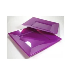Best Assiette Carr E Plastique Pourpre R Utilisable 18Cm X 12 Pi Ces Theme Eco-Responsable