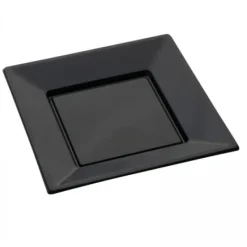 Discount Assiette Carr E Plastique Noir R Utilisable 23Cm X12 Theme Cinema