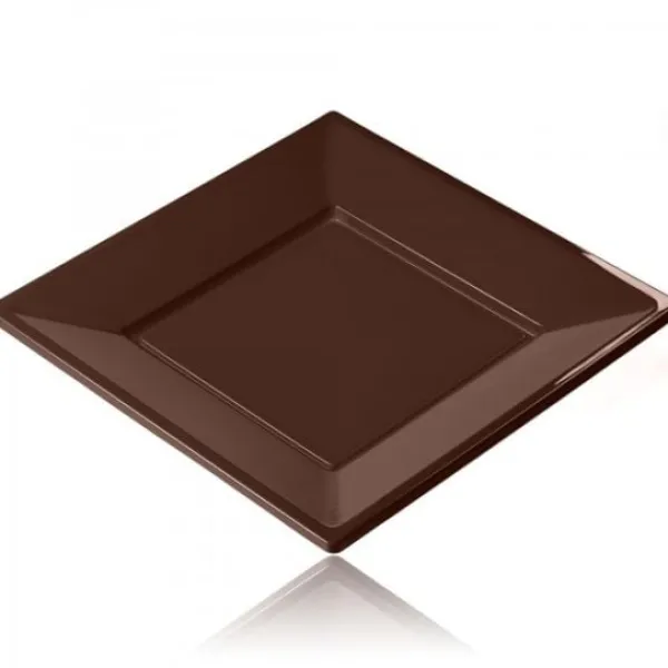 Outlet Assiette Carr E Plastique Chocolat R Utilisable 23Cm X12 Theme Eco-Responsable