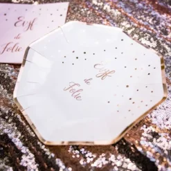 Badaboum Assiette Carton Rose Evjf X 8 Pi Ces