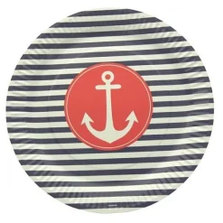 Badaboum Assiette Carton Theme Marin 23Cm X 10 Pi Ces