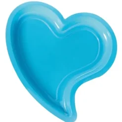 Badaboum Assiette Coeur En Plastique Turquoise 24Cm X 12 Pi Ces