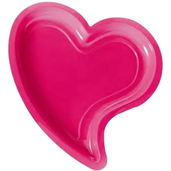 Badaboum Assiette Coeur En Plastique Fuchsia 24Cm X 12 Pi Ces