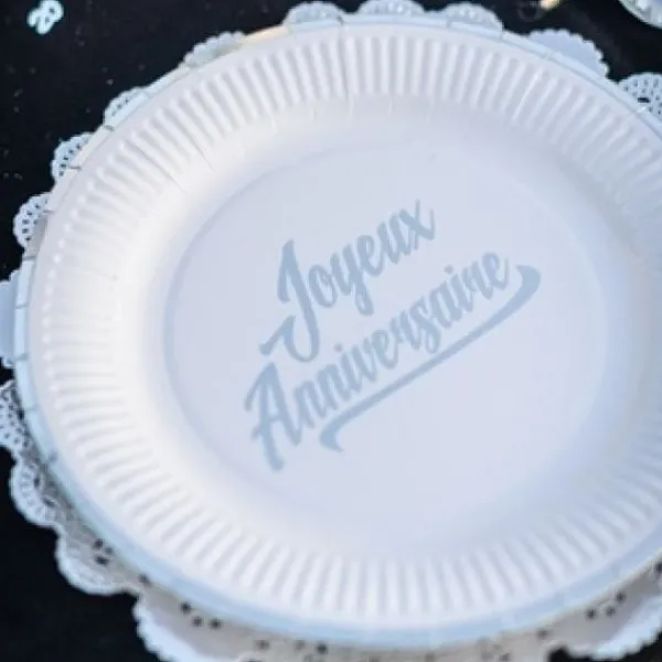 Outlet Assiette En Carton Anniversaire Argent X 10 Pi Ces Theme Joyeux Anniversaire