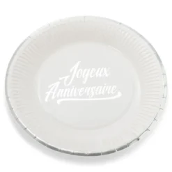 Outlet Assiette En Carton Anniversaire Argent X 10 Pi Ces Theme Joyeux Anniversaire