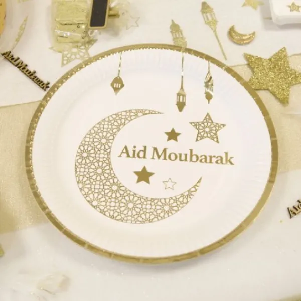 Discount Assiette En Carton 23Cm Aid Moubarak X 6 Pi Ces Theme Eid Mubarak & Ramadan