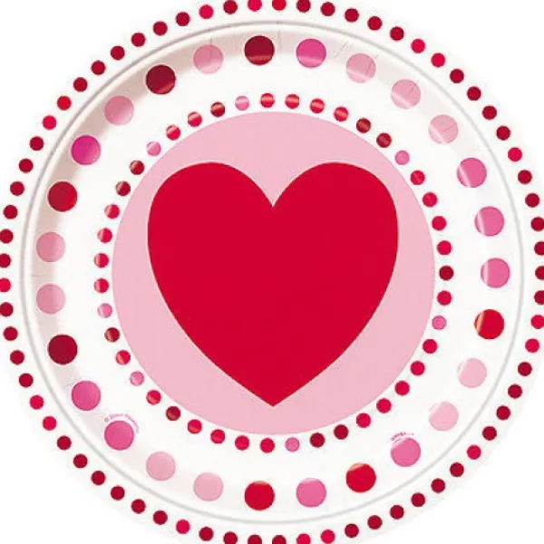 Badaboum Assiette En Carton Coeur Rouge Et Fuchsia X 8 Pi Ces