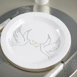 Hot Assiette En Carton Colombe 23Cm X 10 Pi Ces Theme Colombe