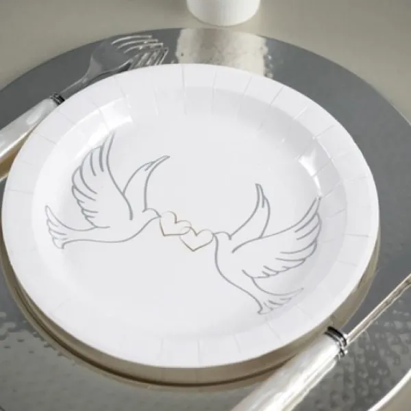 Hot Assiette En Carton Colombe 23Cm X 10 Pi Ces Theme Colombe