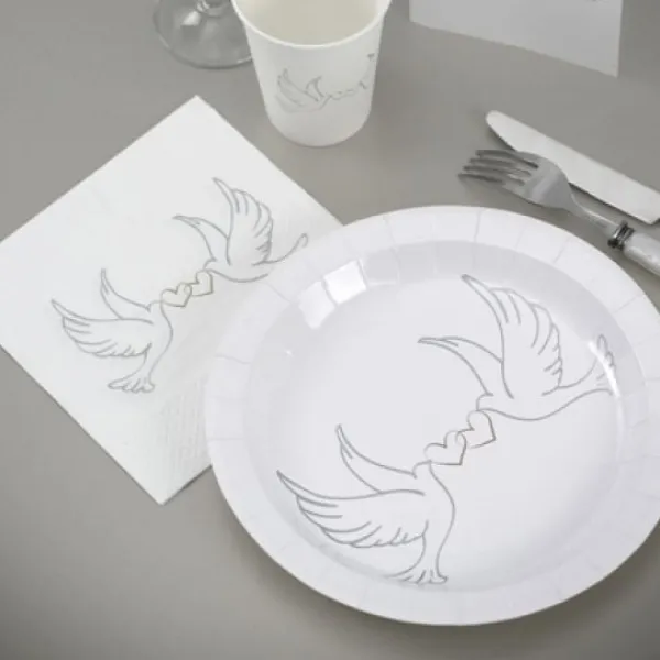 Hot Assiette En Carton Colombe 23Cm X 10 Pi Ces Theme Colombe