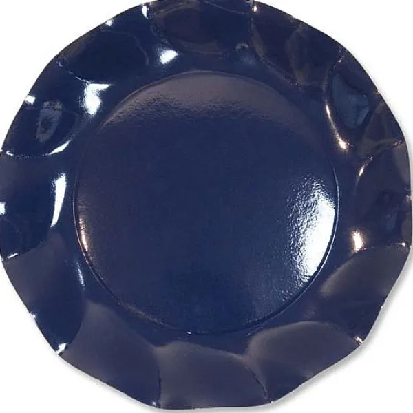 Badaboum Assiette En Carton Design Vague Bleu Marine 27Cm X 10 Pi Ces Outlet
