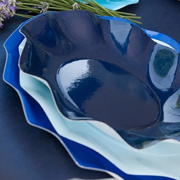 Badaboum Assiette En Carton Design Vague Bleu Marine 27Cm X 10 Pi Ces Outlet