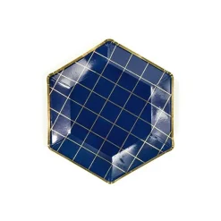 Badaboum Assiette En Carton Hexagonale Bleu Marine Et Or 23Cm X 6 Pi Ces Hot
