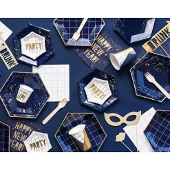 Badaboum Assiette En Carton Hexagonale Bleu Marine Et Or 23Cm X 6 Pi Ces Hot