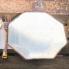 Badaboum Assiette En Carton Hexagonale A Pois Rose Gold