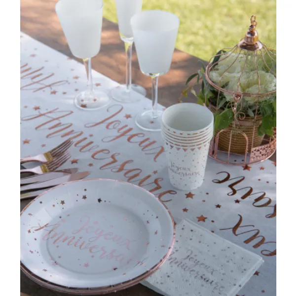 Online Assiette En Carton Joyeux Anniversaire Rose Gold 23Cm X 10 Pi Ces Theme Joyeux Anniversaire