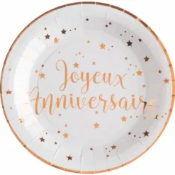Online Assiette En Carton Joyeux Anniversaire Rose Gold 23Cm X 10 Pi Ces Theme Joyeux Anniversaire