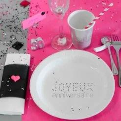 Clearance Assiette En Carton Joyeux Anniversaire Blanc 23Cm X 10 Pi Ces Theme Joyeux Anniversaire