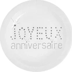Clearance Assiette En Carton Joyeux Anniversaire Blanc 23Cm X 10 Pi Ces Theme Joyeux Anniversaire
