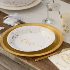 Badaboum Assiette En Carton Just Married 23Cm X 10 Pi Ces