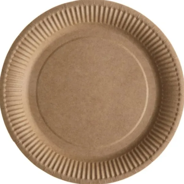 Badaboum Assiette En Carton Kraft Naturel 23Cm X 50 Pi Ces