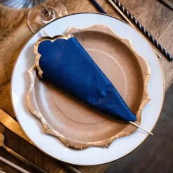 Badaboum Assiette En Carton Kraft Liser Or 23Cm X 8 Pi Ces