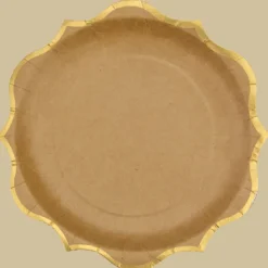 Badaboum Assiette En Carton Kraft Liser Or 23Cm X 8 Pi Ces