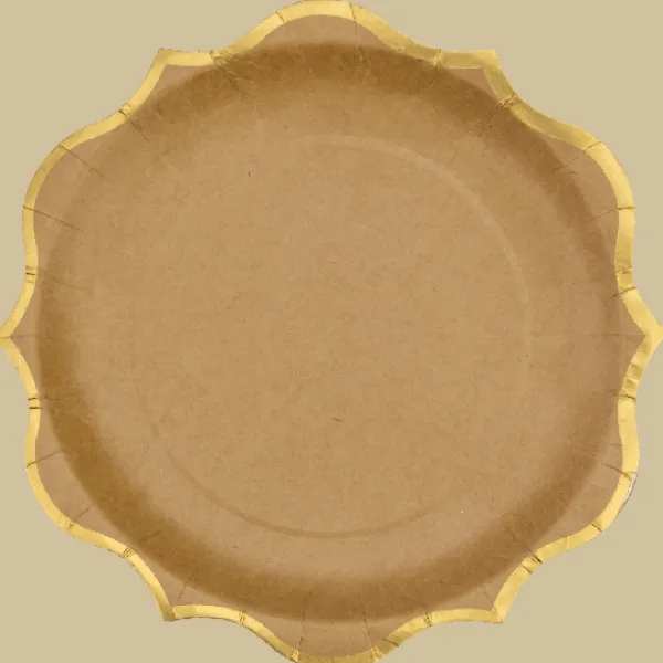 Badaboum Assiette En Carton Kraft Liser Or 23Cm X 8 Pi Ces