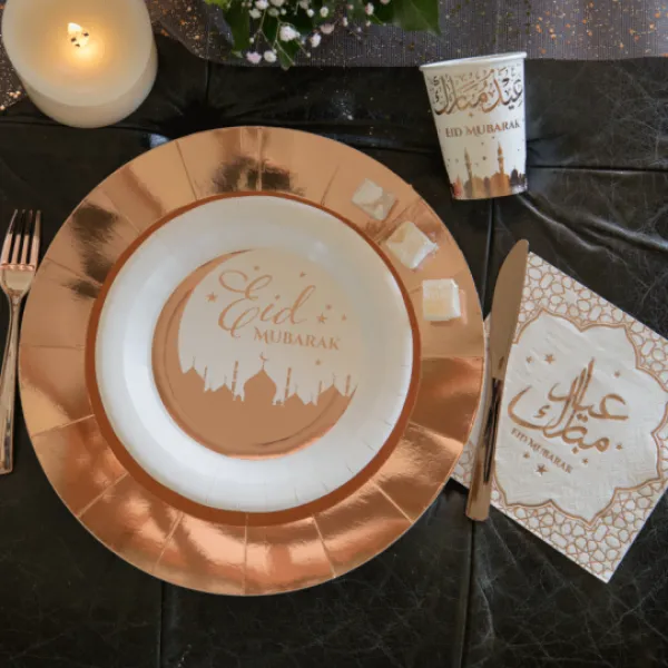 Clearance Assiette En Carton Orientale Rose Gold X 10 Pi Ces Theme Eid Mubarak & Ramadan
