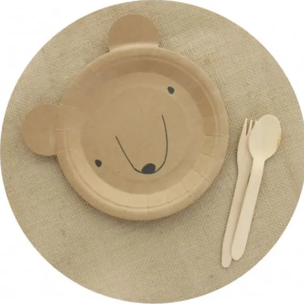 Badaboum Assiette En Carton Ourson Kraft 23Cm X 10 Pi Ces