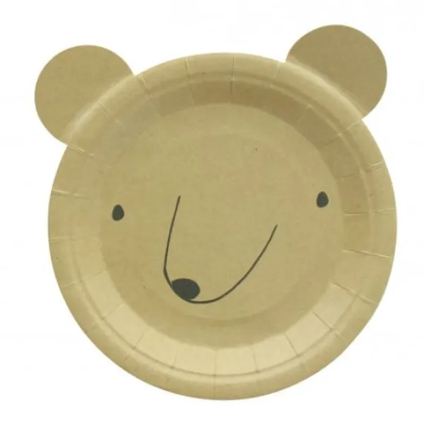 Badaboum Assiette En Carton Ourson Kraft 23Cm X 10 Pi Ces