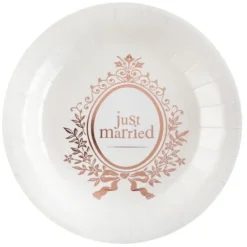 Badaboum Assiette En Carton Rose Gold Just Married 23Cm X 10 Pi Ces